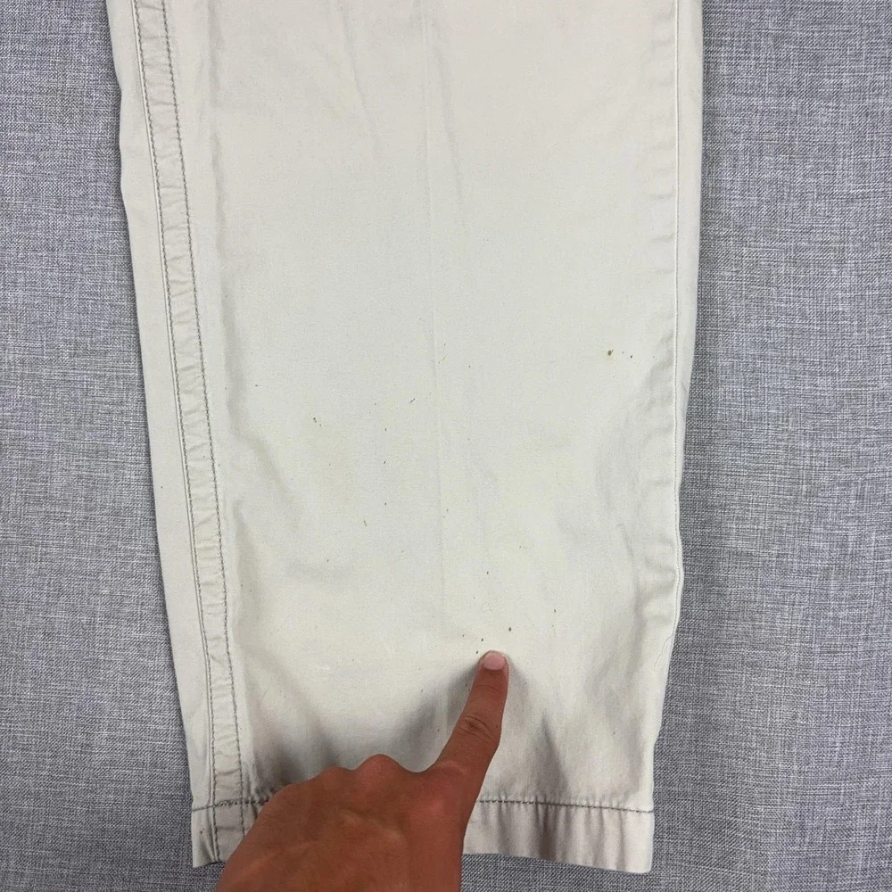 Tommy Bahama Pants Mens 38x30 Beige Chino Relaxed Fit Flat Front Marlin Logo